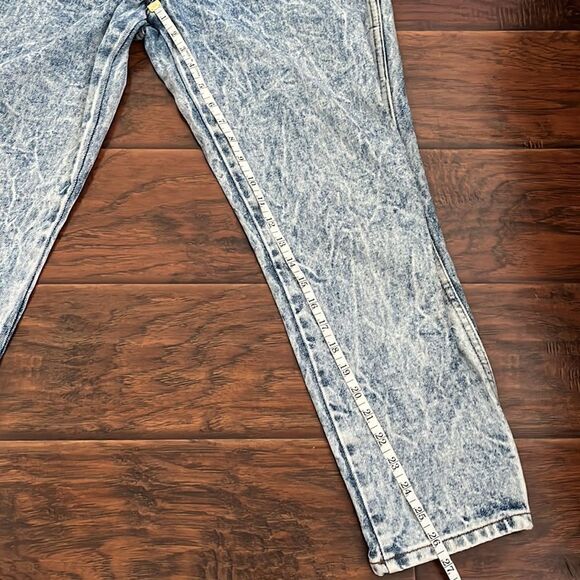 Vintage Acid Wash Chic Blue Distressed Mom High Waisted Denim Jeans Boho Casual - Picture 3 of 9
